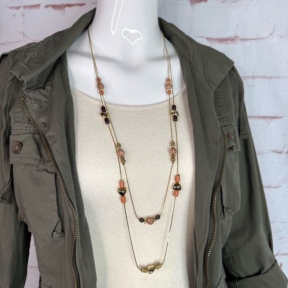 Double Strand 18 Inch Puffy Hearts and Beads Gold Plated Island Vibe Necklace - Picture 3 of 15